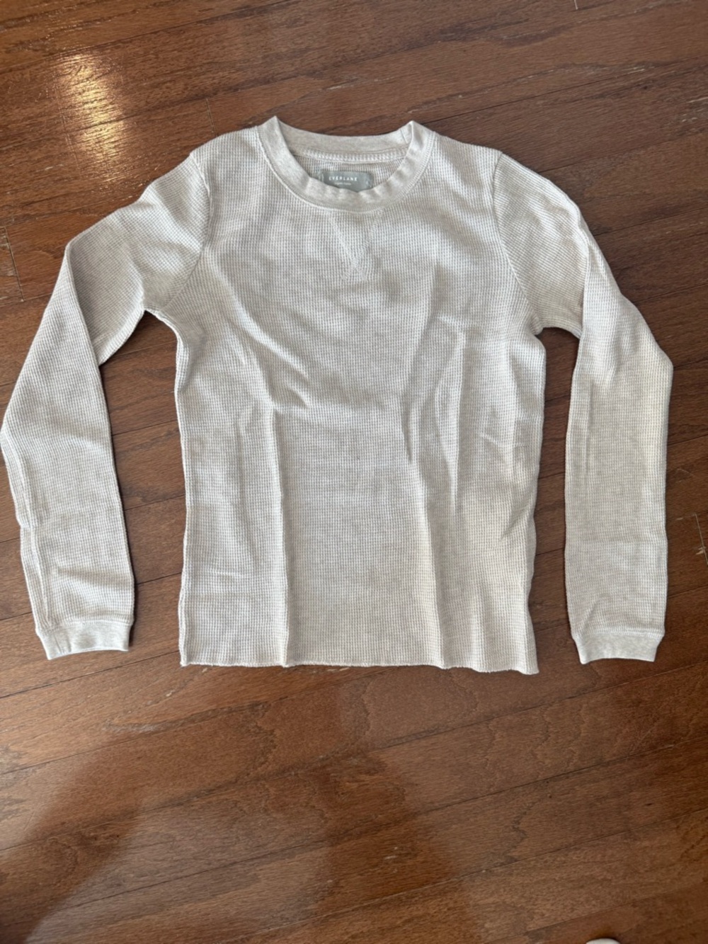 Everlane Cream Waffle Knit Long Sleeve Crew Sweater